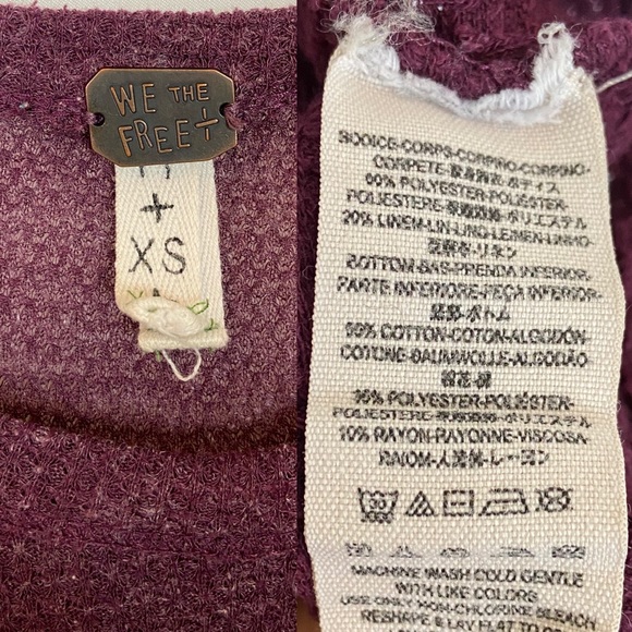 Free People Half & Half Thermal Waffle Knit Top XS - Picture 7 of 7